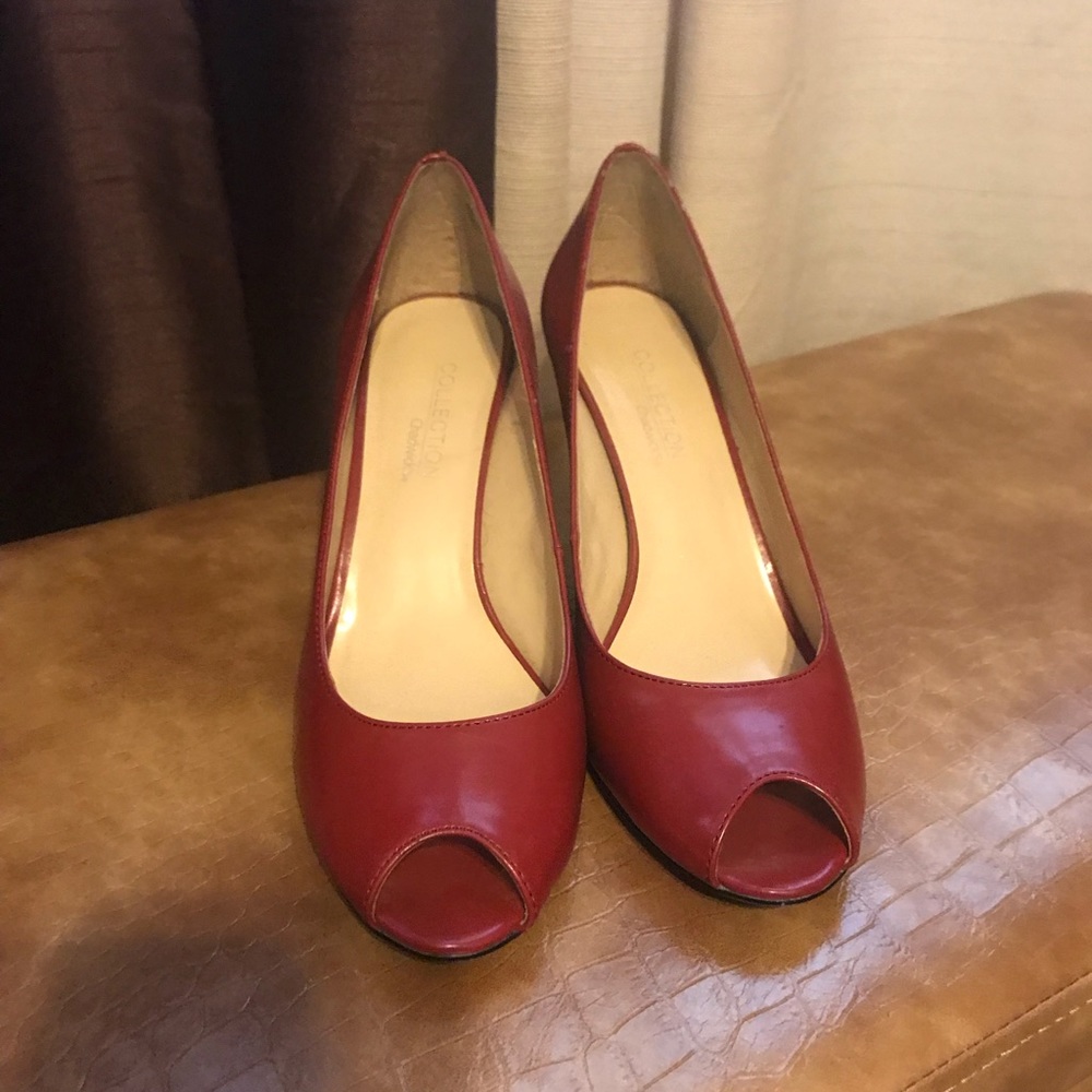 Red leather heels